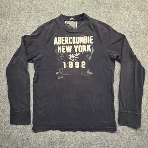 Abercrombie & Fitch New York 1892 Crewneck Long Sleeve Shirt XL Muscle Navy